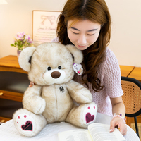 Boneka Teddy Berbahan Plush Tebal dan Lembut, Motif Kotak-kotak Dua Warna dengan Bordir Hati dan Pita, Berbagai Ukuran, Ramah Kulit, Kelinci