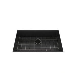 Lavello da Cucina a Vasca Singola 33x19x10 Pollici Sottotop Nero Opaco in Acciaio Inossidabile Design Rettangolare Contemporaneo - Product Image 1