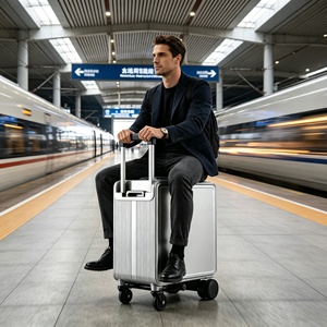 FUTUREJOY Maleta Eléctrica de 4 Ruedas con Scooter Integrado, Equipaje de Aluminio Inteligente para Viajes, Venta al Por Mayor - Product Image 1