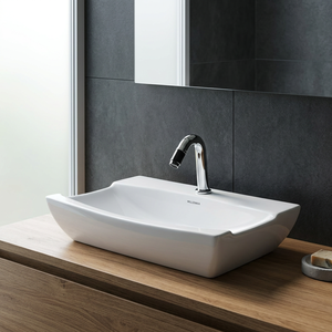 Lavabo rectangulaire moderne en céramique pour salle de bain, idéal pour chambre, appartement, hôpital – Lavabo à poser sur table - Product Image 6