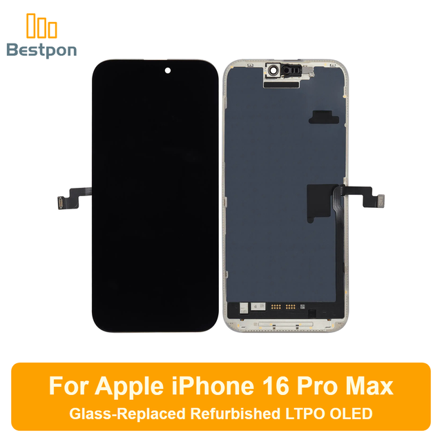 Replacement for iPhone 16 Pro Max OLED Screen Assembly, Glass-Replaced Refurbished, Original Panel and IC, Grade a