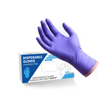 Boîte de 100 Gants d'Examen en Nitrile Bleus Non Poudrés, Usage Médical, Dentaire et Professionnel