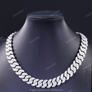 GRA 인증 925 실버 쿠반 링크 목걸이 아이스드 아웃 15mm 힙합 VVS 모이사나이트 쿠반 체인 (남성용) - Product Image 2