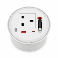 Enchufe de Corriente para Escritorio, Encastrable, 13A, 20W, Carga Rápida Tipo-C, 3 Tomas, Retardante de Llama
