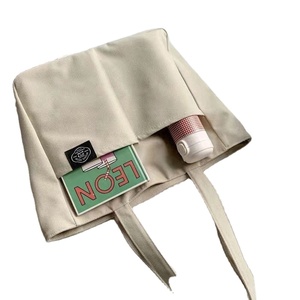 Sacs fourre-tout en toile de coton vierge personnalisables avec logo, grands sacs à bandoulière pour femmes avec poche et fermeture éclair, vente en gros - Product Image 3