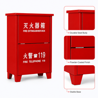 Armoire à extincteurs double sur pied en acier rouge sur mesure (coin renforcé ; capacité pour deux extincteurs de 4 kg)