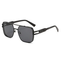 Nouvelles Lunettes de Soleil Carrées NWO T1877 Street Snap à Monture Métallique Double Pont Unisexe Tendance Protection UV400 pour l'Extérieur