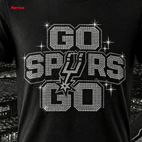 Transfert thermocollant strassé Bling Spurs, motif scintillant « Go Spurs Go » pour les articles de fans de l'équipe sportive