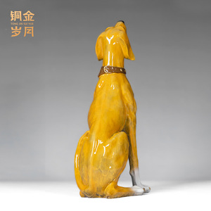 Copper And <b>Gold</b> Years Greyhound Dog Figurine <b>Small</b> Yellow Handmade <b>Table</b> Ornament Living Room Decor - Product Image 2