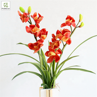 Offre Spéciale Artificielle Verdure Plantes Doux Colle Orchidée Feuilles Real Touch Pour Cymbidium Orchidée Fleur Maison Table Décoration De Mariage
