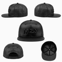 Topi Snapback Premium Kulit PU 6 Panel Pinggiran Datar Logo 3D Puff Gaya Jalanan Mewah
