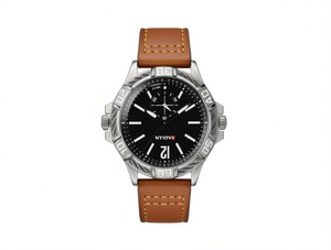 Reloj Inteligente AoYin de Moda para Hombre, Caja de Acero Inoxidable, Correa de Cuero, Cronógrafo, Esfera Negra Redonda, Colores Mixtos - Product Image 1