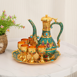 High-end creative household set featuring golden sapphire wineware in castle design - <b>wine</b> glasses for hotel banquets and dining - Product Image 1
