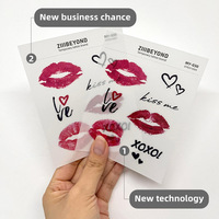 Stiker Tato Kering yang Dapat Disesuaikan 90*60mm Bahan PVC Teknologi Transfer Pres Tanpa Air Desain Teknologi Baru Warna Putih
