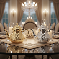 Théière Marocaine de Luxe en Acier Inoxydable, Cafetière Arabe de Haute Qualité, Décoration Élégante pour Cadeau et Service