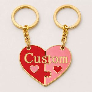 Porte-clés puzzle cœur personnalisé de haute qualité pour couple, thème Saint-Valentin, anneau décoratif mignon pour les fêtes - Product Image 3