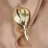 Bros Bunga Vintage yang Anggun, Bros Tulip Mewah untuk Wanita, Elegan dan Berkelas, Aksesoris Pakaian Emas, Perhiasan Grosir