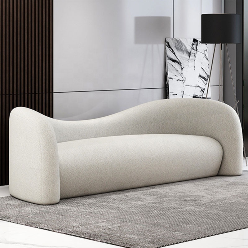 Modern luxury indoor furniture living room lamb wool curved sofa