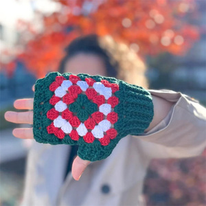 Mitaines Rétro en Crochet Carrées pour Homme et <span class=keywords><strong>Femme</strong></span>, Gants Tricotés à la Main, Gants d'Automne et d'Hiver Faits à la Main, Unisexe - Product Image 6