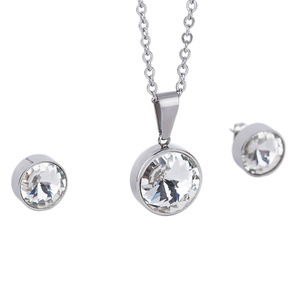 Parure de bijoux style européen et américain avec collier et boucles d'oreilles en cristal rouge, sertissage clos de 15 mm et 12 mm, pour usage quotidien - Product Image 2