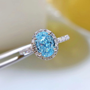 Nuovo <span class=keywords><strong>Anello</strong></span> in Argento S925 <span class=keywords><strong>con</strong></span> <span class=keywords><strong>Diamante</strong></span> ad Alto Contenuto di Carbonio <span class=keywords><strong>da</strong></span> <span class=keywords><strong>1</strong></span> <span class=keywords><strong>Carato</strong></span>, Zircone Ovale Acquamarina 6x8 Radiante per Donne - Product Image 2