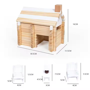 Blocs de construction <span class=keywords><strong>en</strong></span> bois massif écologiques pour <span class=keywords><strong>maison</strong></span> <span class=keywords><strong>en</strong></span> rondins, jouet Montessori unisexe pour l'apprentissage précoce, jeu de construction, cadeau pour les tout-petits - Product Image 4
