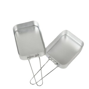 Lonchera portátil de aluminio rectangular de 3-6L con tapa de acero inoxidable, ecológica, con asa de transporte para camping y uso al aire libre. - Product Image 3