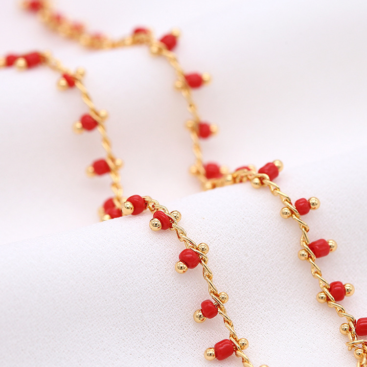 Diy Jewelry Accessories 14K Gold Plated Brass Crystal Color Bead Chain Handmade Jewelry Necklace Bracelet Making Chains Roll