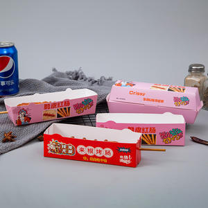Cajas de Papel para Alimentos Biodegradables y Reciclables, Color Fijo, Reutilizables, para Hot Dogs, Venta al Por Mayor OEM - Product Image 3