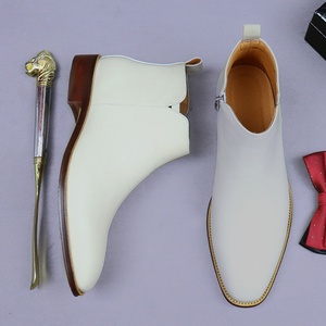 Botas Chelsea de Negocios para Hombre ASTON M.JAZZ, de Cuero Genuino Blanco, con Cierre de Cremallera, Entresuela de Piel de Vaca, Suela de Goma Resistente - Product Image 3