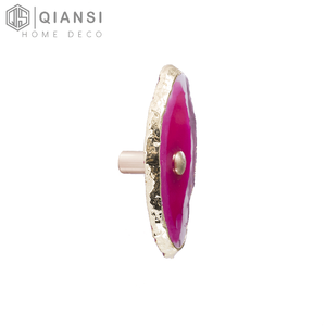 Qiansi HK0021 北欧風クリエイティブデザイン 天然瑪瑙石 真鍮製 引き出し/ドア装飾ハンドル 家具用プル キッチン用 - Product Image 6