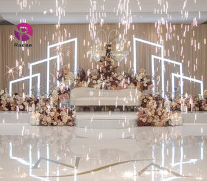 कस्टम पार्टी ने शादी के प्रोप्स आयरन स्क्रीन वेडिंग स्टेज गोल्ड मेटल आर्क की पृष्ठभूमि स्वागत क्षेत्र सजावट की - Product Image 4