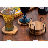 Sous-verre en bois d'acacia avec Logo personnalisé Legend, tapis avec support, décor de Table pour la maison, ensemble de sous-verre pour café, boissons de Table