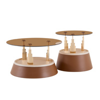 Ensemble de tables basses gigognes modernes en verre et métal avec rangement et design portable pour salon