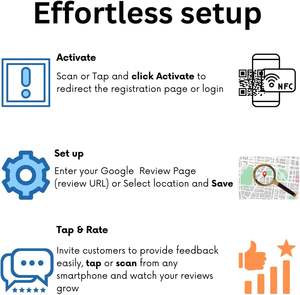 Blanc NFC Google Review Sticker Boost Commentaires des clients Tap Scan QR Works iPhone Android-Aucun <span class=keywords><strong>abonnement</strong></span> à l'application requis Mini Tag 1 - Product Image 5