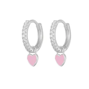 Ins Style Fine Jewelry Earrings, Enamel Drip Earrings in Brass for Women