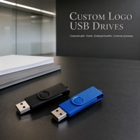Flashdisk USB Putar Logo Kustom 32GB USB 2.0 Pen Drive Grosir Gantungan Kunci Promosi Memory Stick