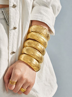 Bracelet large tendance pour femme en acier inoxydable, motif écorce, géométrique, épais, accessoires de mode