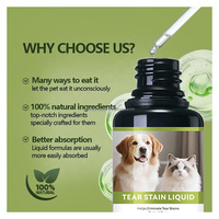 Solution en gros pour l'élimination des taches oculaires naturelles chez les animaux, gouttes non irritantes pour chiens et chats, solution anti-taches de larmes 60ml, OEM, toilettage professionnel pour animaux