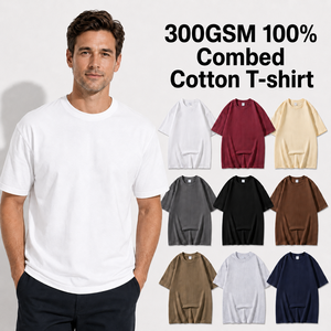 เสื้อยืด OEM ดีไซน์พิเศษ 300 GSM ผ้าคอตตอนหวี 100% พิมพ์ลาย DTG แบบกำหนดเอง ทรงหลวม ผลิตจากโรงงานโดยตรง ขายส่งจำนวนมาก - Product Image 1