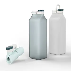 健身房专用可折叠水瓶杯防漏阀可重复使用无双酚a硅胶可折叠旅行水瓶杯