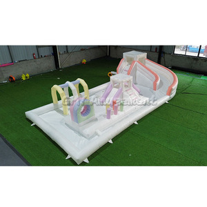 Tapis d'éclaboussure gonflable de maison de rebond de parcours d'obstacles blanc Offre Spéciale avec la glissière d'eau - Product Image 4
