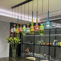 Luminaire suspendu en verre coloré nordique, lampe suspendue artistique moderne, lustre en verre personnalisé pour la salle à manger, décoration de salon