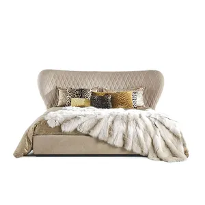 Набор для кровати, Королевский размер, итальянский стиль, натуральная кожа, мягкая кровать, современный дизайн, мебель, роскошные кровати большого размера