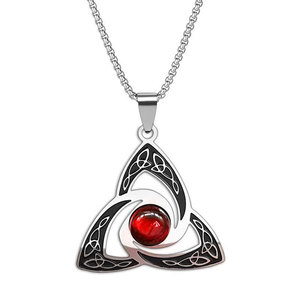 Viking Trinity-Knoop Ketting Modieuze Titanium Stalen Ketting Verweven Ringen Driehoekige Speciale Vormen Eenvoudige Trui Ketting