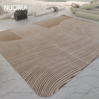 Custom Modern Abstract Linear Design Hand Tufted Rug Versatile Neutral Palette Carpet for Luxury Living Room and Showroom