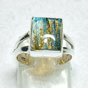 CASA DE PLATA 925 Sterling <b>Silver</b> Wedding <b>Ring</b> Rainbow Moonstone Baguette Cut <b>Silver</b> Plated Classic <b>Men</b> Women - Product Image 1