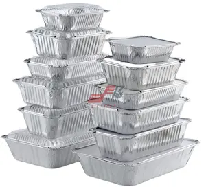 Factory Wholesale Customizable Kitchen Cooking Food Grade Wrap Rectangle Aluminum Foil Trays Containers with Lids China Accept