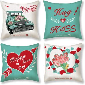 Valentine's Day Decorative Pillowcase Square Cotton Polyester Print <b>Cushion</b> Cover Home Use - Product Image 5