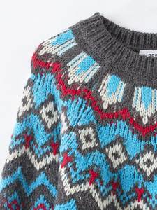 Pull en tricot en polyester à motif floral contrasté vintage d'hiver pour femmes Zevity New ZA, chic et décontracté - Product Image 3